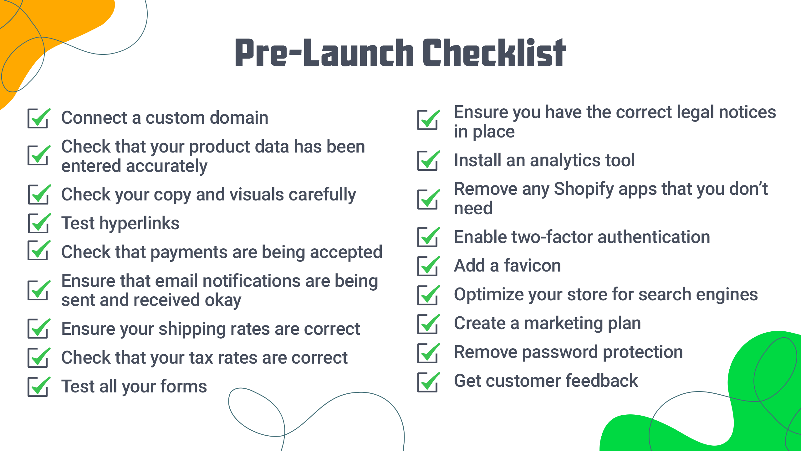 Pre-launch checklist on starting shopify print on demand business